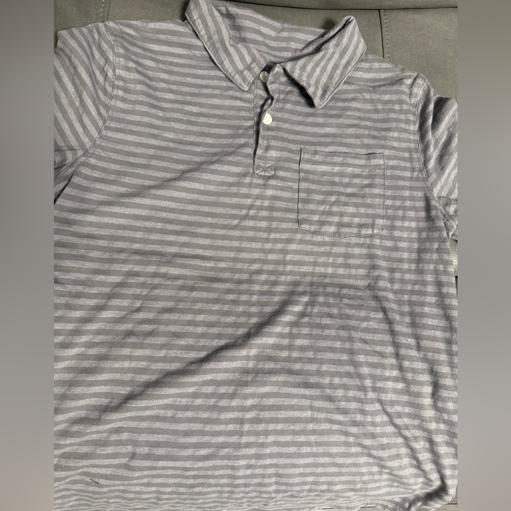 Gray Striped boys Polo Shirt size L10/12